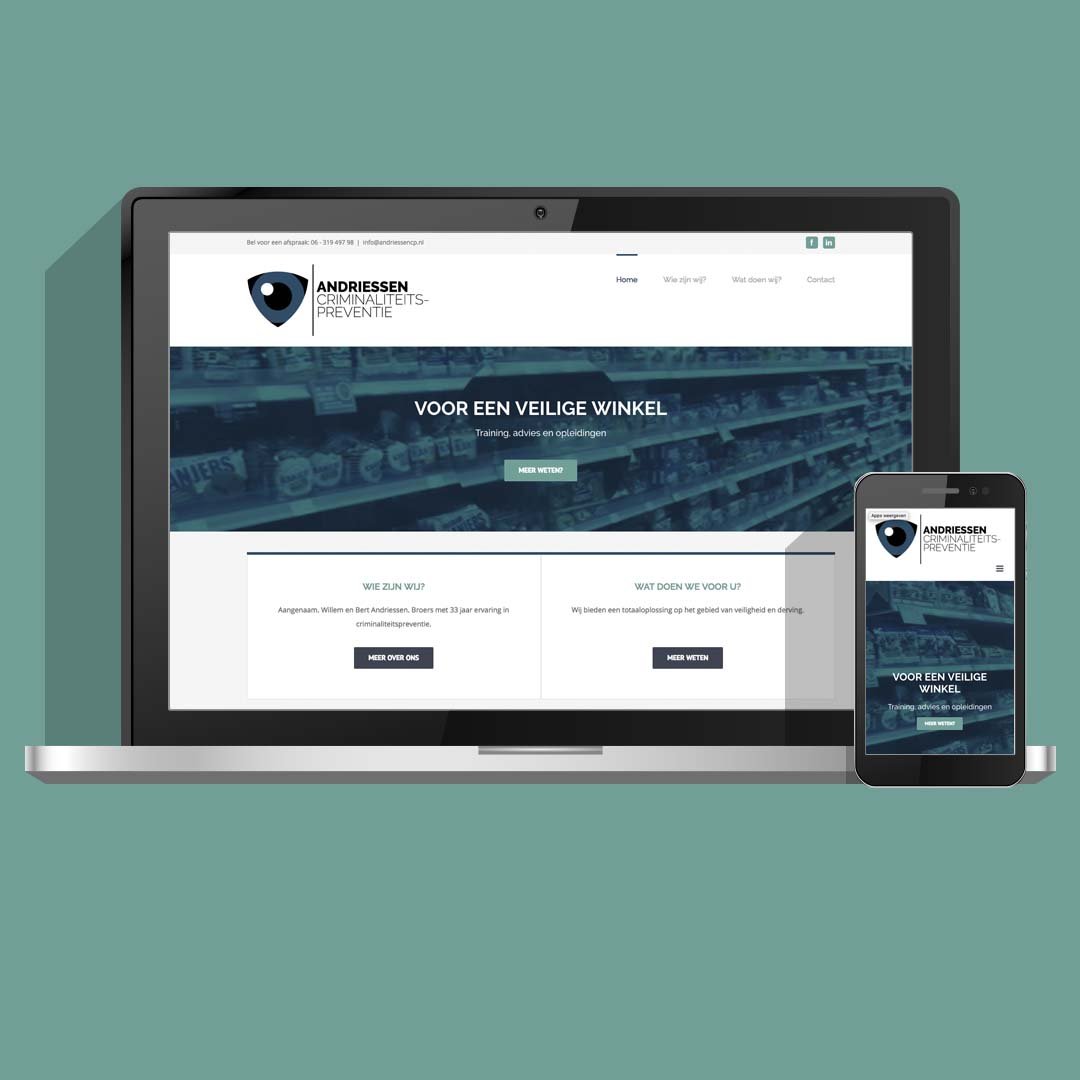 Voordelige website, ontwerp en ontwikkeling voor Andriessen Criminaliteitspreventie