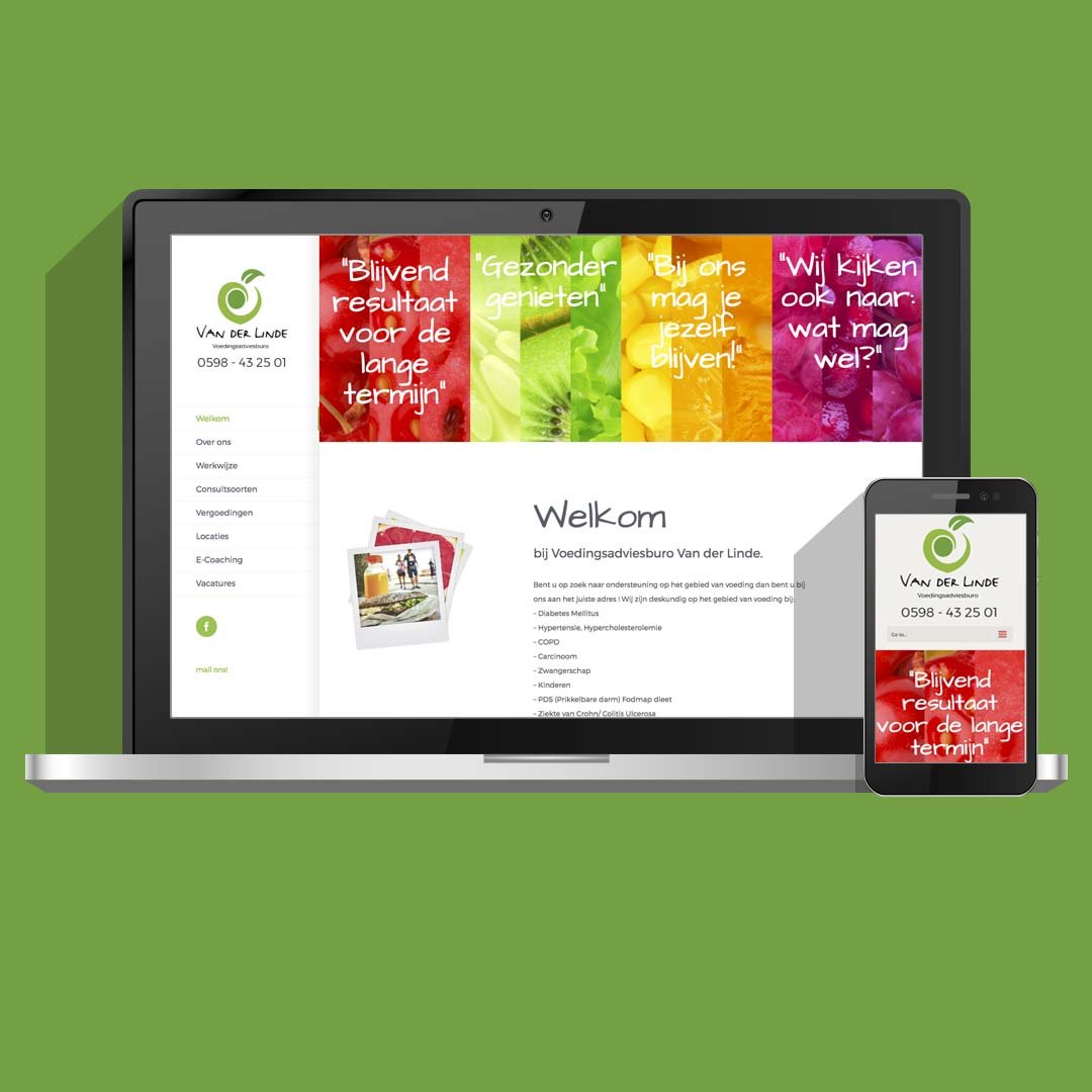 WordPress website, ontwerp en ontwikkeling voor Voedingsburo van der Linde