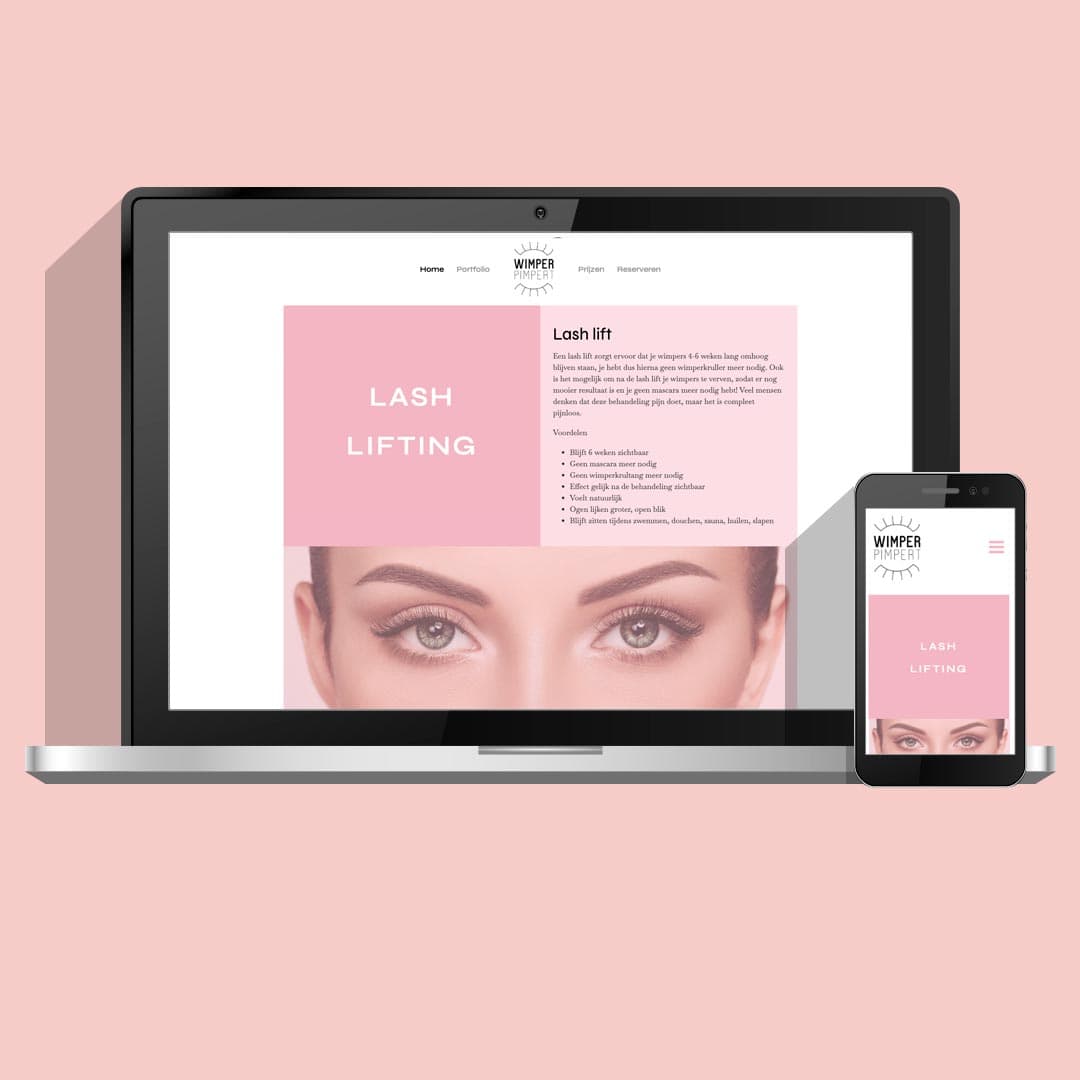 Website voor jonge ondernemer | Wimperpimpert