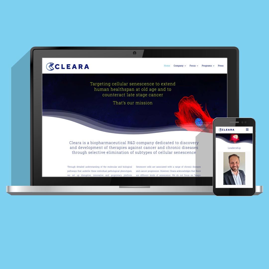 Redesign website van Cleara Biotech